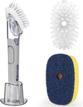 Dish Brush with Soap Dispenser Storage Set with 2 PCS Brush Refills & Holder by RIMAY
