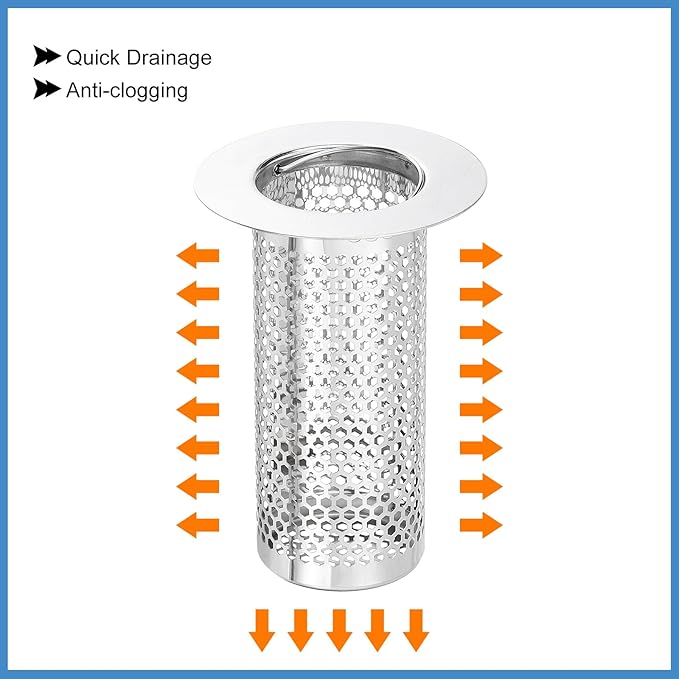 uxcell 4 Pack Shower Drain Strainer, 3.2" x 2.2" 304 Stainless Steel Floor - Image 4