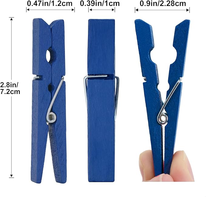 KINGLAKE Blue Clothes Pins Wooden - Image 2