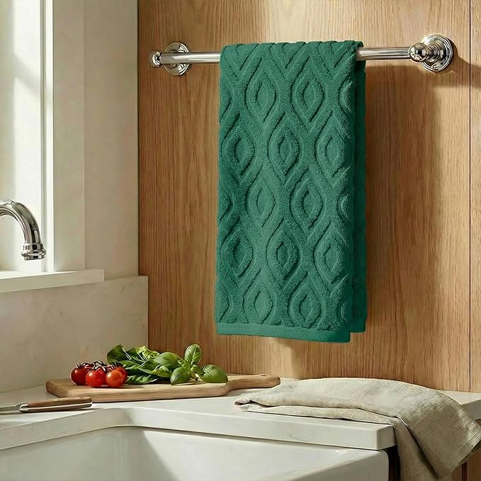 Artoid Mode 1 Pc Dark Green 3D Diamond Grid Jacquard Hand Towels - Image 3