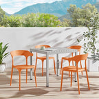 Modern Stackable Dining Chair Set, No Assembly, Plastic Chair, Patio Chair, Suitable for Indoor and Outdoor Cafes and Restaurants, Set of 4 (Orange) - Image 2