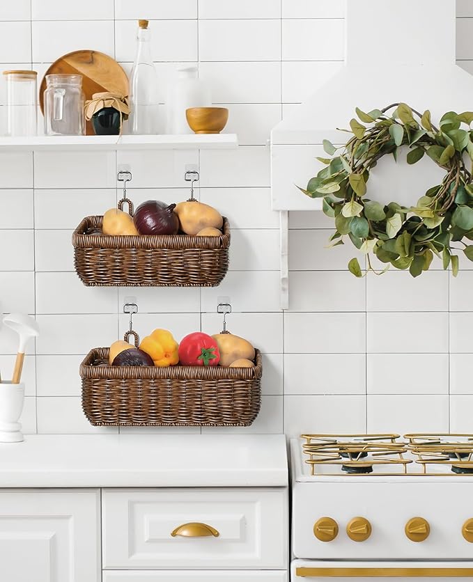 AceList Wall Hanging Basket, Boho Style Hand-Woven Hanging Storage Baskets - Image 5