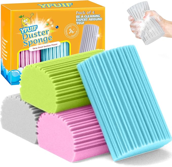 4 Pack Damp Clean Duster Sponge, Magic Sponge Eraser by YFUIF