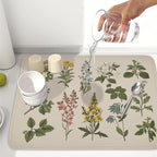 Vintage Plants Herbs Floral Dish Drying Mat - Image 6