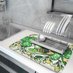 St Patrick's Day Shamrock Dish Drying Mat 18x24 inch Eucalyptus Leaves Dishes - Image 5