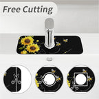 Kitchen Sink Splash Guard，sunflowers-and bees- Faucet Mat Sink Gadgets-Super - Image 5