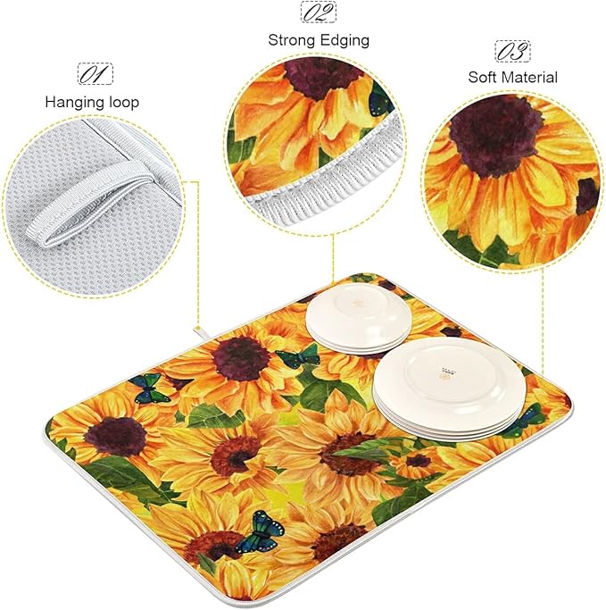 Super Absorbent Dish Drying Mat, Microfiber Fast-Drying Dish Mat, Kitchen Dish - Image 4
