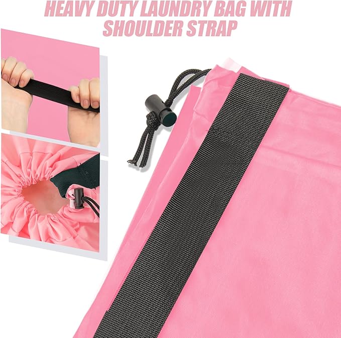 Heavy Duty Laundry Bag with Strap, 2 Pack Travel Laundry Bags - Image 2