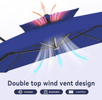 10 X 13 FT Cantilever Outdoor Patio Umbrella with Base Included Large Heavy Duty 360° Rotation Double Top Offset Rectangular Umbrellas with Led Lights for Backyard Outside Deck, NAVY - Image 8