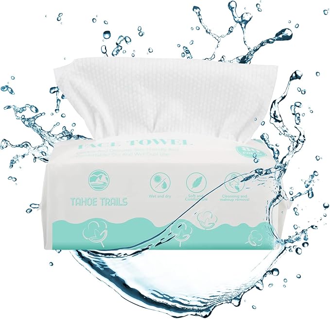 Tahoe Trails Disposable Face Towel, Soft Dry Wipe, Lint Free, Dry Wet Use by TahoeTrails