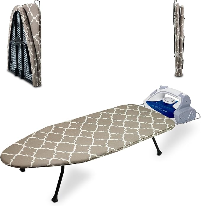 Metal Mesh Panel Tabletop Ironing Board | Foldable Iron Board | Heavy Duty by Oxzor