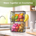 2 Tier Fruit Bowl Fruit Basket for Kitchen Counter Stackable Wall Mounted - Image 6