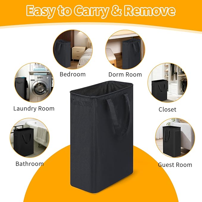Slim Laundry Hamper, 48L Ultra Thin Collapsible Laundry Basket - Image 6