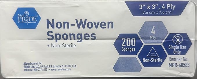 MED PRIDE 3x3 in Gauze Pads 200 Pack, Nonsterile, 4 Ply, Nonadherent Mesh - Image 8