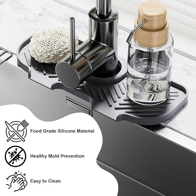 Faucet Mat for Kitchen Sink，6° Slope Sink Splash Guard，Splash Guard for Kitchen - Image 4