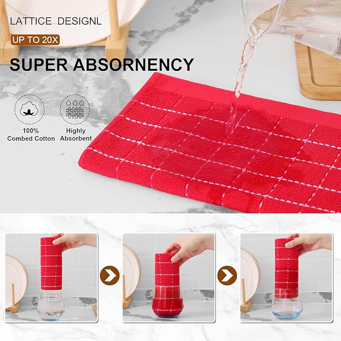 Mordimy 100% Cotton Terry Cloth Kitchen Towels, Super Soft and Absorbent Dish - Image 3