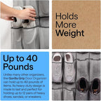 GORILLA GRIP Over the Door Shoe Organizer, 12 Large Breathable Mesh Pockets - Image 3