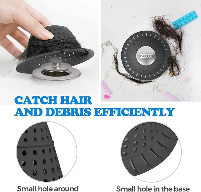 zaa Bathtub Drain Hair Catcher, Premium Silicone Collapsible One Pack Drain - Image 4