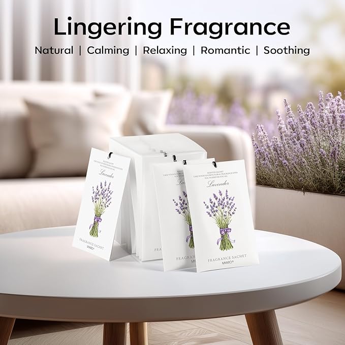MYARO 12 Pack Lavender Scented Sachets | Odor Eliminator & Air Freshener - Image 8