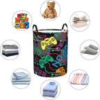 Colorful Game Joysticks Laundry Hamper Bag, Video Game Controller Background - Image 5