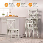 VINGLI Plastic Outdoor Dining Chairs Set of 4, Stackable Patio Cream White Dining Chairs with X Back, Waterproof Kitchen & Dining Room Chairs for Indoor-Outdoor, Capacity 400 lbs - Image 6