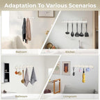Coat Rack Wall Mount, 2 Pack Coat Hooks Hanger Wall Double Hook Rack Rail Towel - Image 6