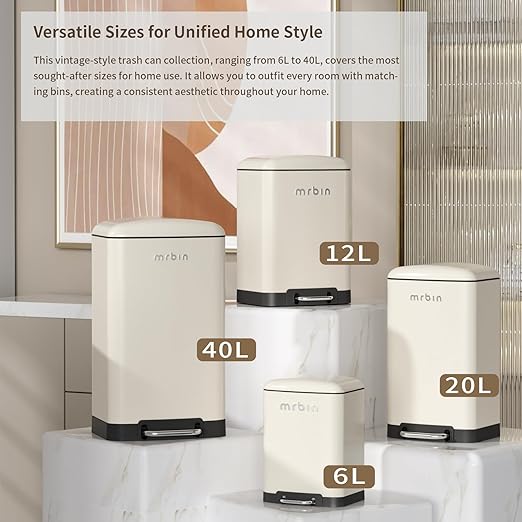 MRBIN Metal Kitchen Trash Can, Commercial Step Office Garbage Bin - Image 2