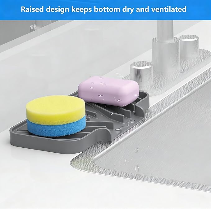 Sponge Holder for Kitchen Sink, Dish Sponge Holder & Soap Tray - Image 4