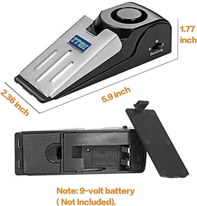 ZZRUI Door Stop Alarm with 120dB Siren, Portable Wedge Door Stopper Security - Image 5