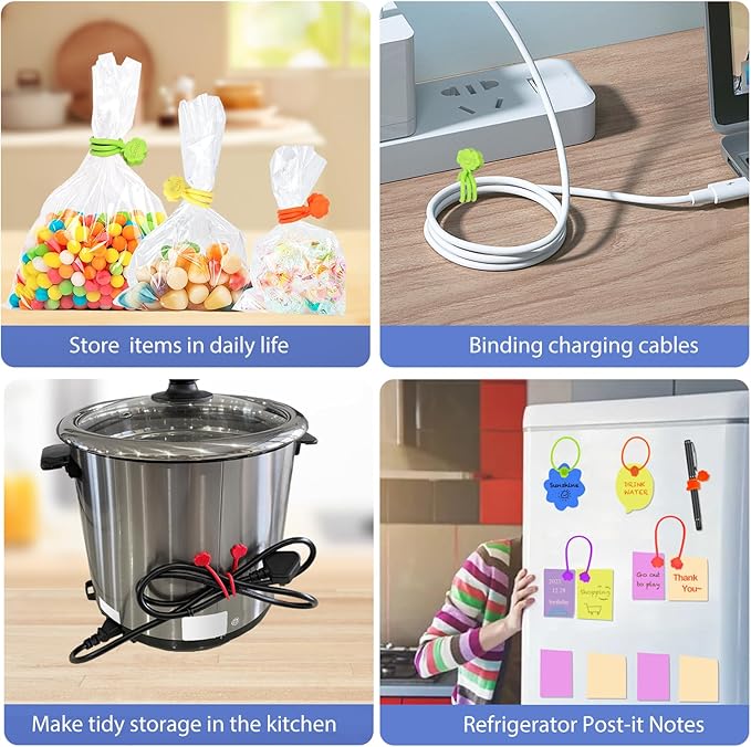 SOOOEC Magnetic Cord Ties, 16 Pack 7.2" Snap on Magnetic Cable Ties Cute Cloud - Image 5