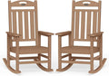 Oversized Rocking Chairs Outdoor Set of 2, High Back Porch Rocking Chair, HDPE All Weather Resistant Patio Chairs, 380lbs Weight Capacity, Teak by Suunyn