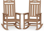 Oversized Rocking Chairs Outdoor Set of 2, High Back Porch Rocking Chair, HDPE All Weather Resistant Patio Chairs, 380lbs Weight Capacity, Teak by Suunyn