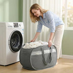 Foldable Laundry Basket with Lid, Oxford Cloth Reinforced Steel Ring - Image 8