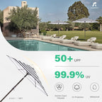 JEAREY 7.5FT Patio Umbrella Outdoor Market Umbrella with 6 Sturdy Ribs, Push Button Tilt/Crank Table Umbrella for Garden, Deck, Backyard and Pool, Black & White Stripe - Image 5