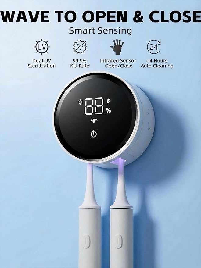 Toothbrush Holders for Bathroom, WONICO Toothbrush Sanitizer Holder, Tooth - Image 3
