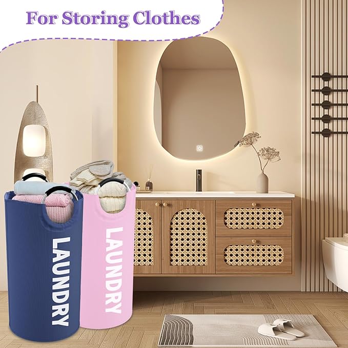 2Pcs Folding Laundry Basket for Adult, 95L Portable Laundry Baskets - Image 4