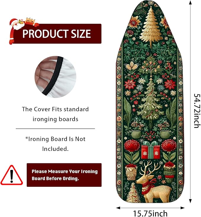 Nuxovilar Ironing Board Cover Winter Deer and Tree Pattern Polyester 15x54 - Image 3
