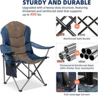 2 Pack Folding Camping Chairs for Adults - High Back Padded Outdoor Lawn Chairs with Lumbar Support & Cup Holder, 400lbs Heavy Duty Portable Camping Chairs Set (Blue & Brown, 2 PCS) - Image 6
