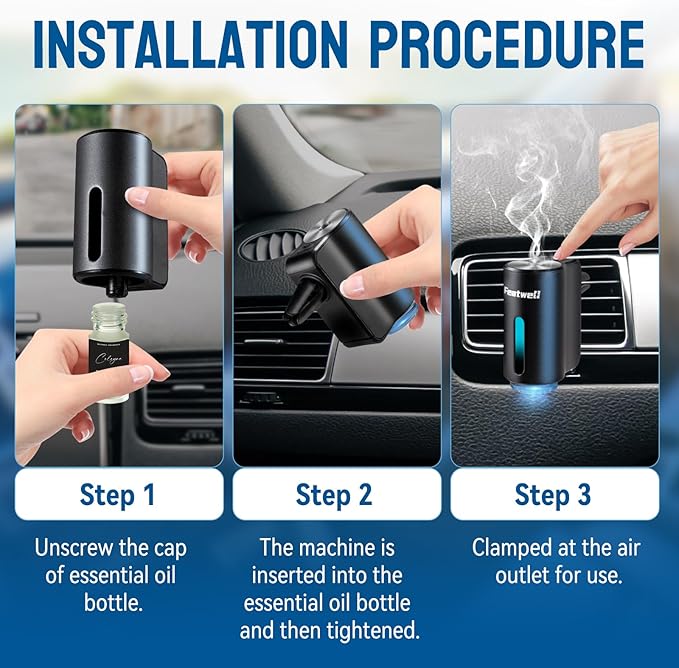 Featwell Car Air Freshener, Three Adjustable Modes Intelligent Car Aroma - Image 3