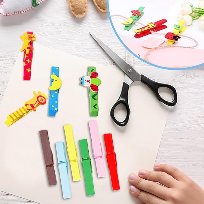 50PCS Colored Wooden Clothespins, 2.9inch 10 Color Clothes Pins - Image 5