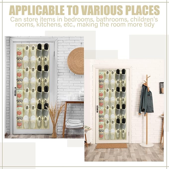 Windyun 40 Over the Door Shoe Organizer Large Breathable Mesh Pockets Hanging - Image 5
