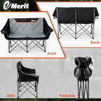 EMERIT Oversized Fully Padded Camping Chair, Heavy Duty 650LB Folding Camping Loveseat, Quad Fold Double Camping Couch with Cup Holders & Carry Bag for Outdoor, Lawn, Sports Events | HIgh Back, Rip resistance, Extra Wide Design, Cross-bracing Hubs, Eas... - Image 6