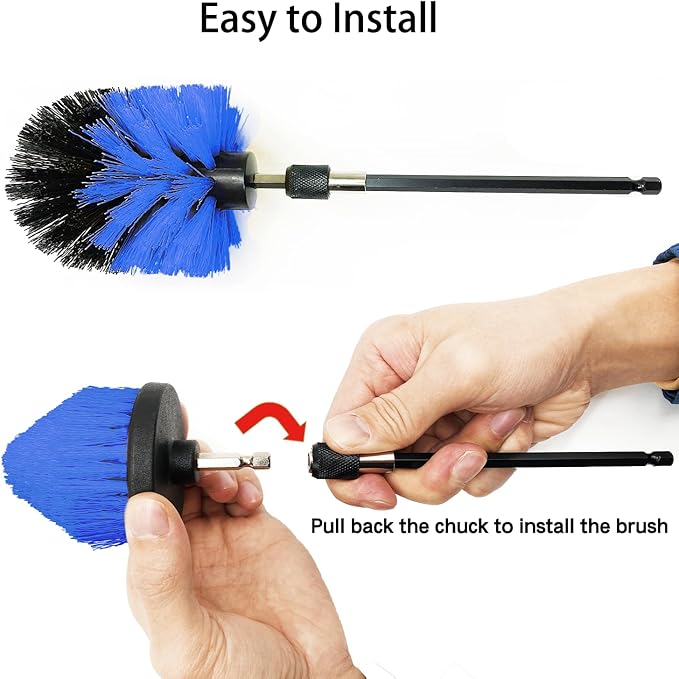 Drill Brush Attachment Set, 7 Pack 1/4in Power Scrubber Brush + Extend Long Rod - Image 5