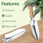 Garden Tool Set, 2 Pieces Stainless Steel Heavy Duty Garden Tools, Gardening Kit with Wooden Handle Garden Hand Tools, Durable Garden Tools for Gardening, Gardening Gifts for Women Men - Image 7