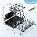 2 Tier Dish Drying Rack, Large Extendable Dish Racks - Image 2