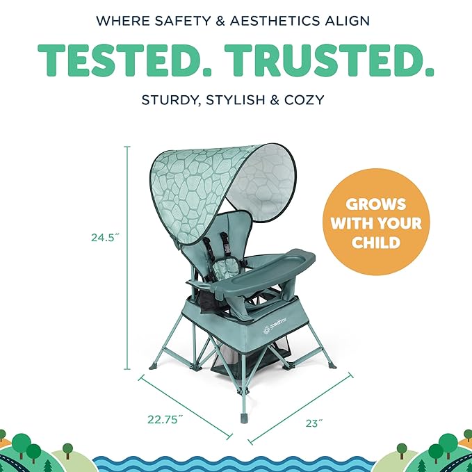 Baby Delight Go with Me Venture Portable Chair | Indoor and Outdoor | Sun Canopy | 3 Child Growth Stages | Garden Green - Image 4
