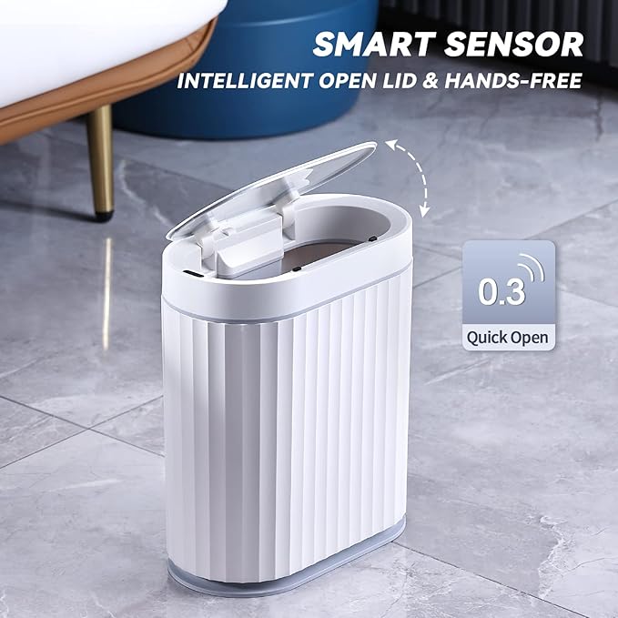 ELPHECO Bathroom Trash can Motion Sensor, Automatic Garbage can, Slim Plastic - Image 4