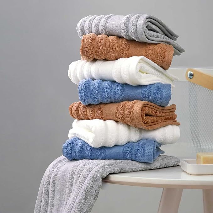 Jacquotha Light Grey Face Towels Set of 2 Ribbed - Image 4