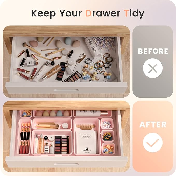 【】 【】 Pink Drawer Organizer, Makeup organizer, 【Holds 177 - Image 4
