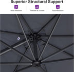 PURPLE LEAF 10 Feet Patio Umbrella with Base Outdoor Cantilever Round Umbrella Aluminum Offset Umbrella with 360-degree Rotation for Garden Deck Pool Patio Light Grey - Image 3